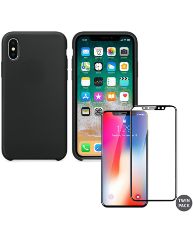 Kit Película de Vidro Temperado 5D Full Cover + Capa SlimShield para iPhone X / XS - Preto