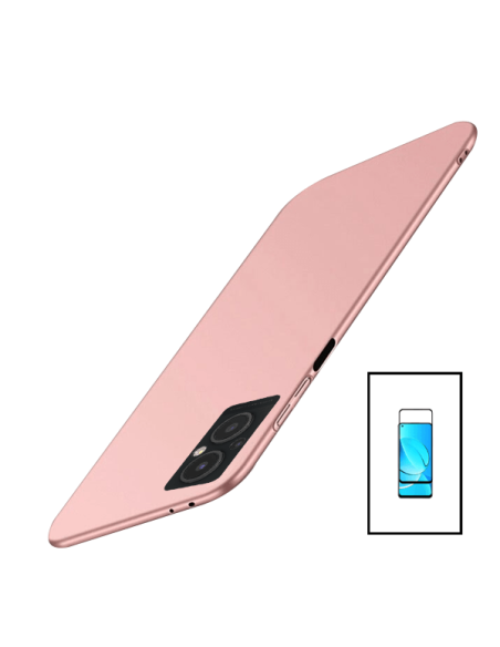 Kit Película de Vidro Temperado 5D Full Cover + Capa SlimShield para Oppo Reno8 Lite 5G - Rosa