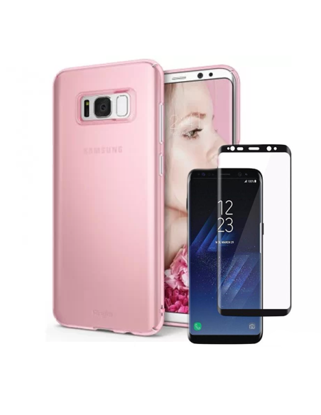 Kit Película de Vidro Temperado 5D Full Cover + Capa SlimShield para Samsung Galaxy S9 Plus - Rosa