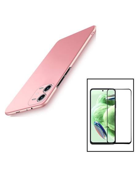 Kit Película de Vidro Temperado 5D Full Cover + Capa SlimShield para Xiaomi Redmi Note 12R Pro - Rosa