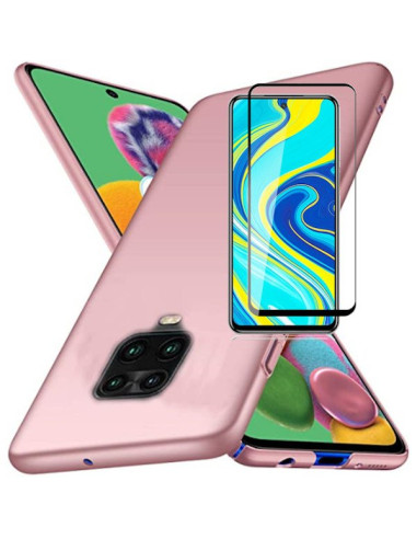 Kit Película de Vidro Temperado 5D Full Cover + Capa SlimShield para Xiaomi Redmi Note 9 Pro - Rosa