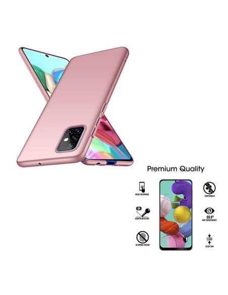 Kit Película de Vidro Temperado 5D Full Cover + Capa SlimShield Rosa para Samsung Galaxy A71 - Rosa