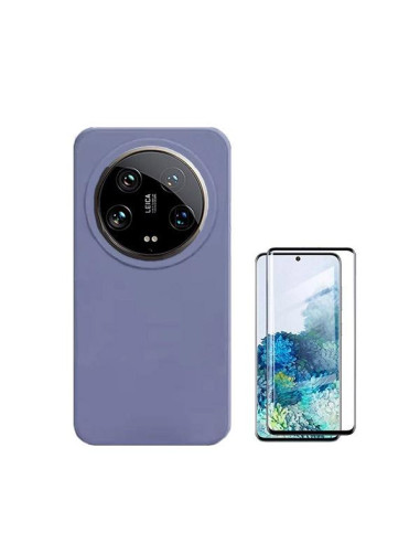 Kit Película de Vidro Temperado Curved + Capa Silicone Líquido Phonecare para Xiaomi 14 Ultra - Roxo