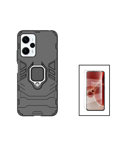 Kit Película Hydrogel Full Cover Frente + Capa 3X1 Military Defender para Xiaomi Poco F5 - Preto