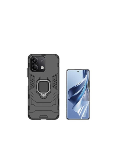 Kit Película Hydrogel Full Cover Frente + Capa 3X1 Military Defender Phonecare para Xiaomi Redmi Note 13 - Preto