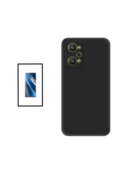 Kit Película Hydrogel Full Cover Frente + Capa Silicone Líquido para Realme GT Neo 3T - Preto