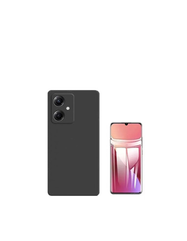 Kit Película Hydrogel Full Cover Frente + Capa Silicone Líquido Phonecare para Xiaomi Redmi 13C 5G - Preto