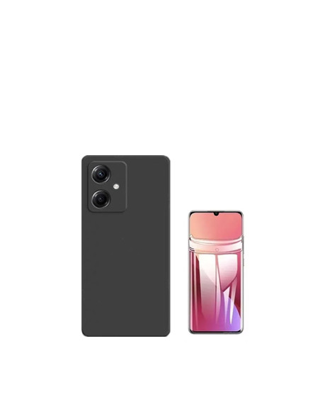 Kit Película Hydrogel Full Cover Frente + Capa Silicone Líquido Phonecare para Xiaomi Redmi 13C 5G - Preto