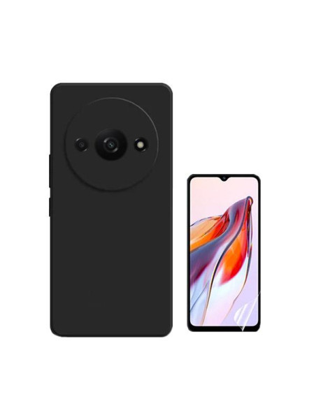 Kit Película Hydrogel Full Cover Frente + Capa Silicone Líquido Phonecare para Xiaomi Redmi A3 - Preto