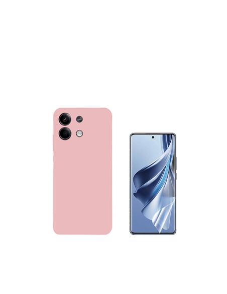 Kit Película Hydrogel Full Cover Frente + Capa Silicone Líquido Phonecare para Xiaomi Redmi Note 13 Pro - Rosa