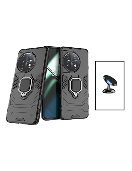 Kit Suporte Magnético de Carro + Capa 3X1 Military Defender para onePlus 11 - Preto