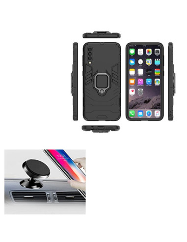 Kit Suporte Magnético de Carro + Capa 3X1 Military Defender para Samsung Galaxy A50s