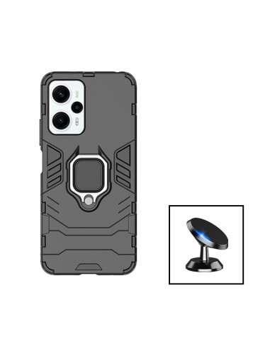 Kit Suporte Magnético de Carro + Capa 3X1 Military Defender para Xiaomi Poco F5 - Preto