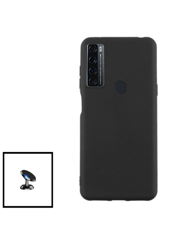 Kit Suporte Magnético de Carro + Capa Silicone Líquido para Realme C21 - Preto