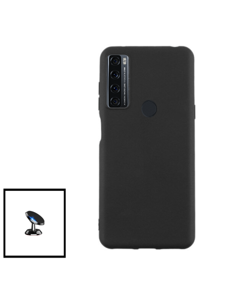 Kit Suporte Magnético de Carro + Capa Silicone Líquido para Realme C21 - Preto