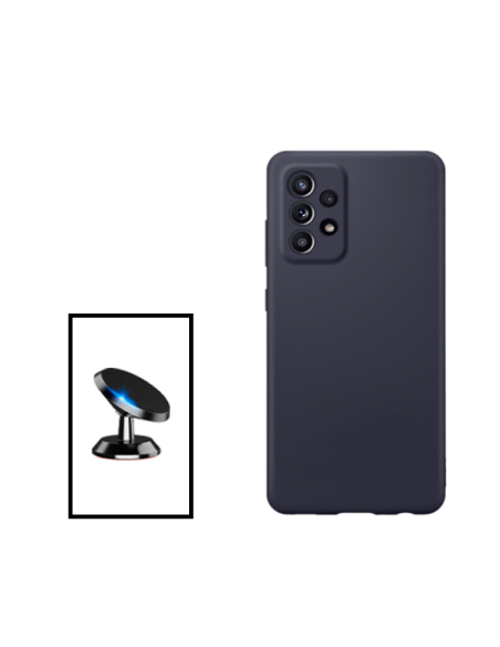 Kit Suporte Magnético de Carro + Capa Silicone Líquido para Samsung Galaxy A23 5G - Preto