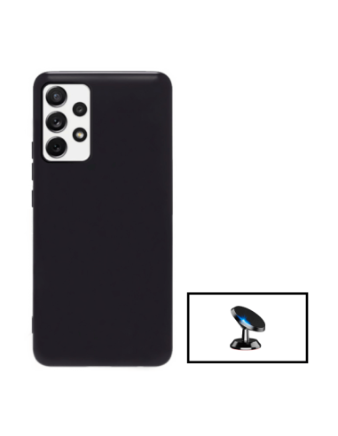 Kit Suporte Magnético de Carro + Capa Silicone Líquido para Samsung Galaxy A73 5G - Preto