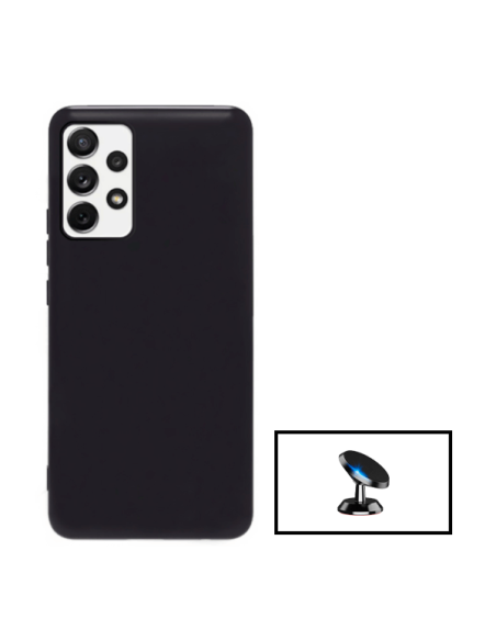 Kit Suporte Magnético de Carro + Capa Silicone Líquido para Samsung Galaxy A73 5G - Preto