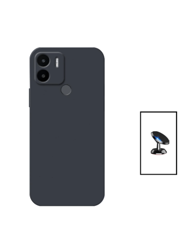 Kit Suporte Magnético de Carro + Capa Silicone Líquido para Xiaomi Redmi A1+ - Preto