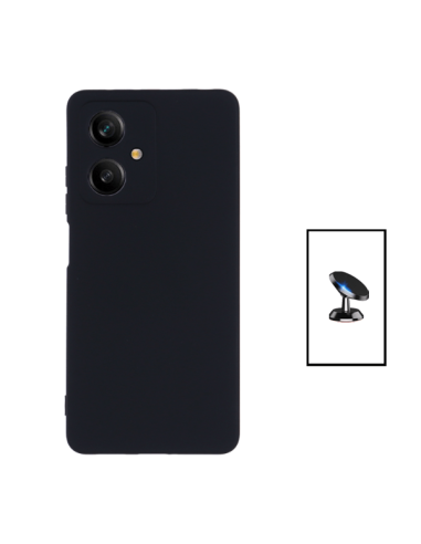 Kit Suporte Magnético de Carro + Capa Silicone Líquido para Xiaomi Redmi Note 12 - Preto