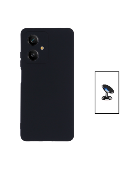 Kit Suporte Magnético de Carro + Capa Silicone Líquido para Xiaomi Redmi Note 12 - Preto