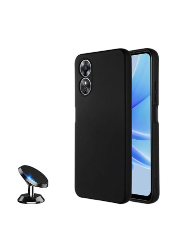 Kit Suporte Magnético de Carro + Capa Silicone Líquido Phonecare para Oppo A58 4G - Preto