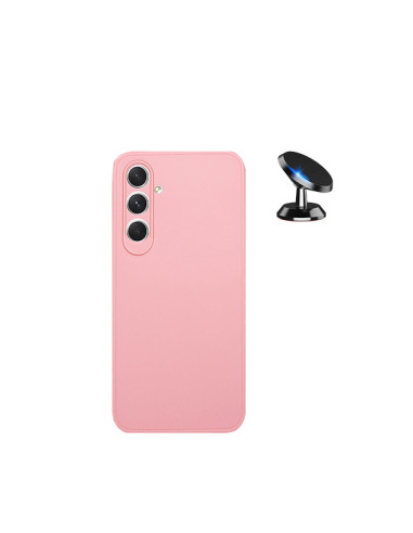 Kit Suporte Magnético de Carro + Capa Silicone Líquido Phonecare para Samsung Galaxy A05s - Rosa