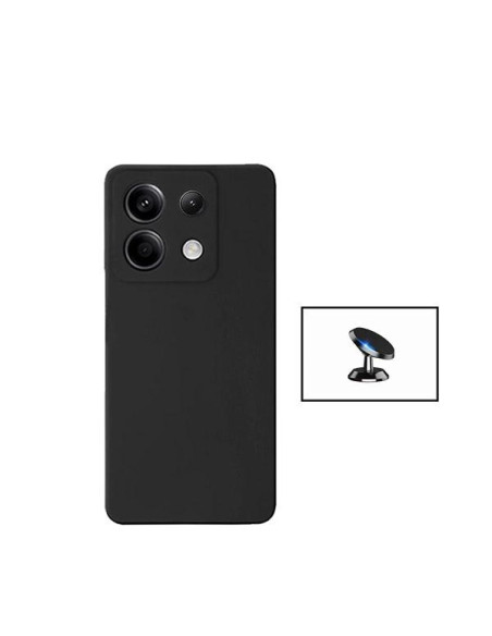 Kit Suporte Magnético de Carro + Capa Silicone Líquido Phonecare para Xiaomi Poco X6 5G - Preto