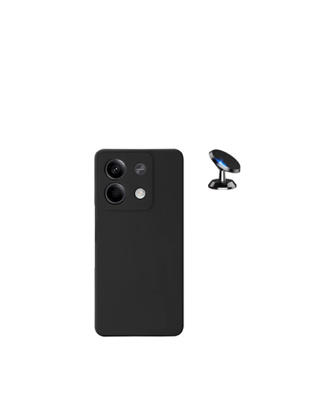 Kit Suporte Magnético de Carro + Capa Silicone Líquido Phonecare para Xiaomi Redmi Note 13 - Preto