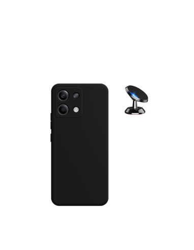 Kit Suporte Magnético de Carro + Capa Silicone Líquido Phonecare para Xiaomi Redmi Note 13 4G - Preto