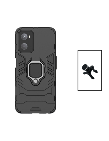 Kit Suporte Magnético de Carro Reforçado + Capa 3X1 Military Defender para Oppo A76 - Preto