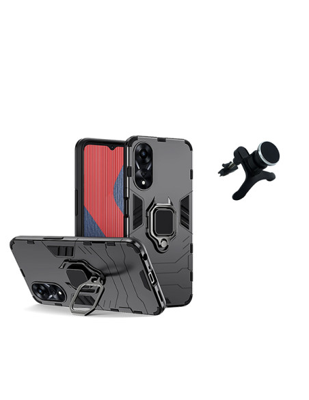 Kit Suporte Magnético de Carro Reforçado + Capa 3X1 Military Defender Phonecare para Oppo A58 4G - Preto