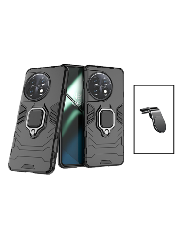 Kit Suporte Magnético L Safe Driving Carro + Capa 3X1 Military Defender para onePlus 11 - Preto