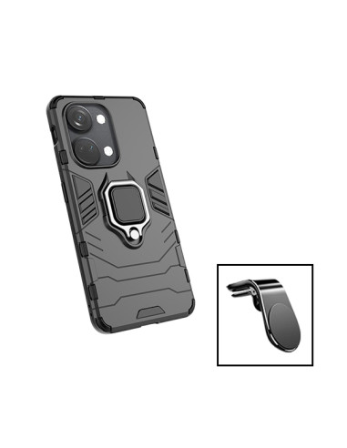 Kit Suporte Magnético L Safe Driving Carro + Capa 3X1 Military Defender para onePlus Ace 2V - Preto