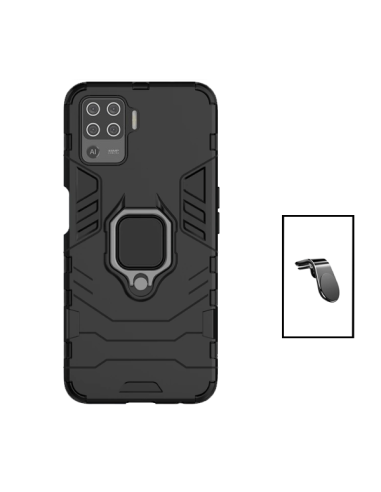 Kit Suporte Magnético L Safe Driving Carro + Capa 3X1 Military Defender para Oppo A94 - Preto