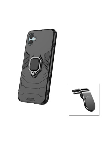 Kit Suporte Magnético L Safe Driving Carro + Capa 3X1 Military Defender para Samsung Galaxy A04e - Preto