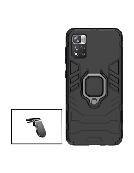 Kit Suporte Magnético L Safe Driving Carro + Capa 3X1 Military Defender para Xiaomi Poco X4 Pro 5G