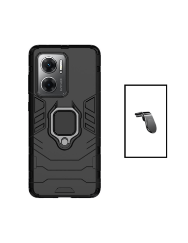 Kit Suporte Magnético L Safe Driving Carro + Capa 3X1 Military Defender para Xiaomi Redmi 11 Prime 5G - Preto