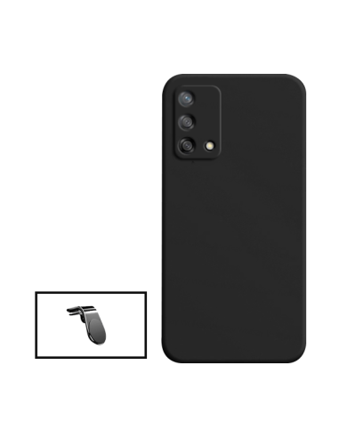 Kit Suporte Magnético L Safe Driving Carro + Capa Silicone Líquido para Oppo A95 - Preto