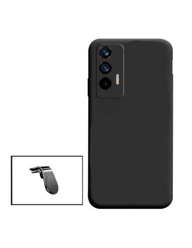 Kit Suporte Magnético L Safe Driving Carro + Capa Silicone Líquido para Realme Q3 Pro 5G