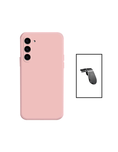 Kit Suporte Magnético L Safe Driving Carro + Capa Silicone Líquido para Samsung Galaxy A34 5G - Rosa