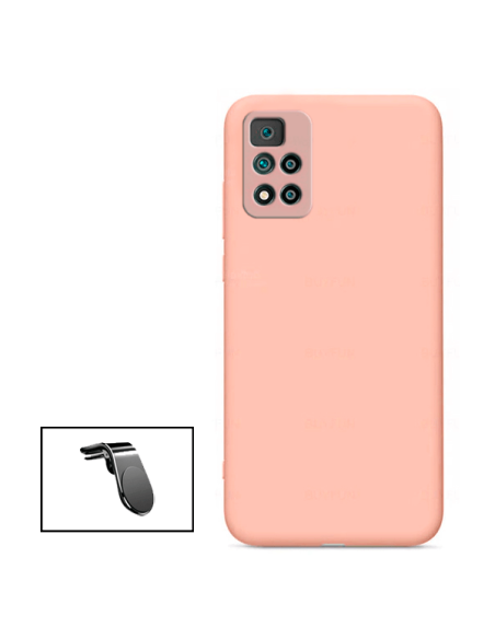 Kit Suporte Magnético L Safe Driving Carro + Capa Silicone Líquido para Xiaomi Poco X4 Pro 5G - Rosa