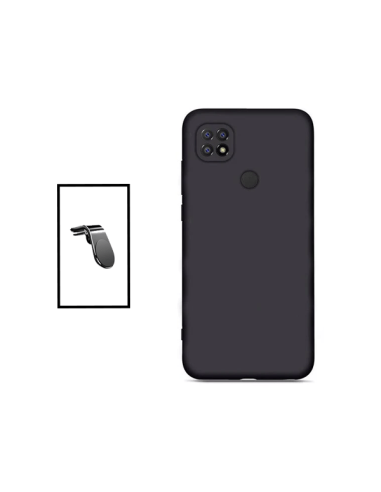 Kit Suporte Magnético L Safe Driving Carro + Capa Silicone Líquido para Xiaomi Redmi 10 Power - Preto