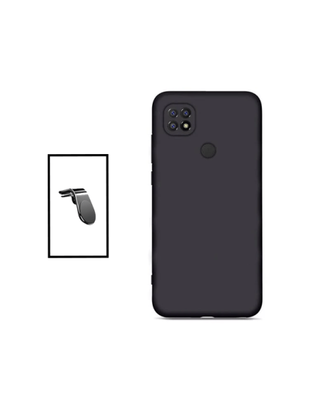 Kit Suporte Magnético L Safe Driving Carro + Capa Silicone Líquido para Xiaomi Redmi 10 Power - Preto