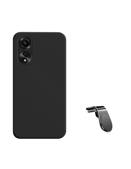 Kit Suporte Magnético L Safe Driving Carro + Capa Silicone Líquido Phonecare para Oppo A78 4G - Preto