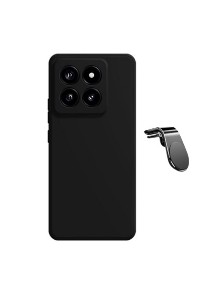 Kit Suporte Magnético L Safe Driving Carro + Capa Silicone Líquido Phonecare para Xiaomi 14 - Preto