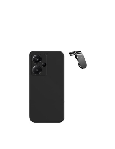 Kit Suporte Magnético L Safe Driving Carro + Capa Silicone Líquido Phonecare para Xiaomi Redmi Note 13 Pro+ Plus - Preto