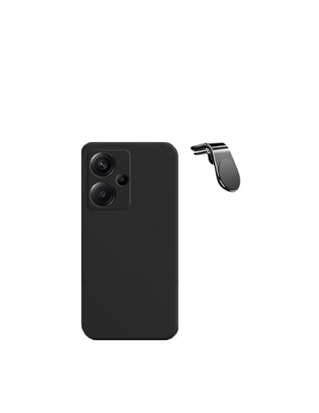 Kit Suporte Magnético L Safe Driving Carro + Capa Silicone Líquido Phonecare para Xiaomi Redmi Note 13 Pro+ Plus - Preto