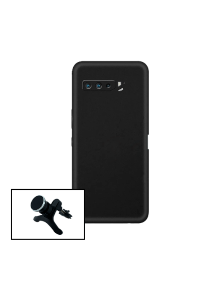 Kit Suporte Magnético Reforçado de Carro + Capa Silicone Líquido para Asus ROG Phone 5s Pro