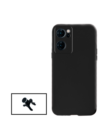 Kit Suporte Magnético Reforçado de Carro + Capa Silicone Líquido para onePlus Nord CE 2 5G - Preto